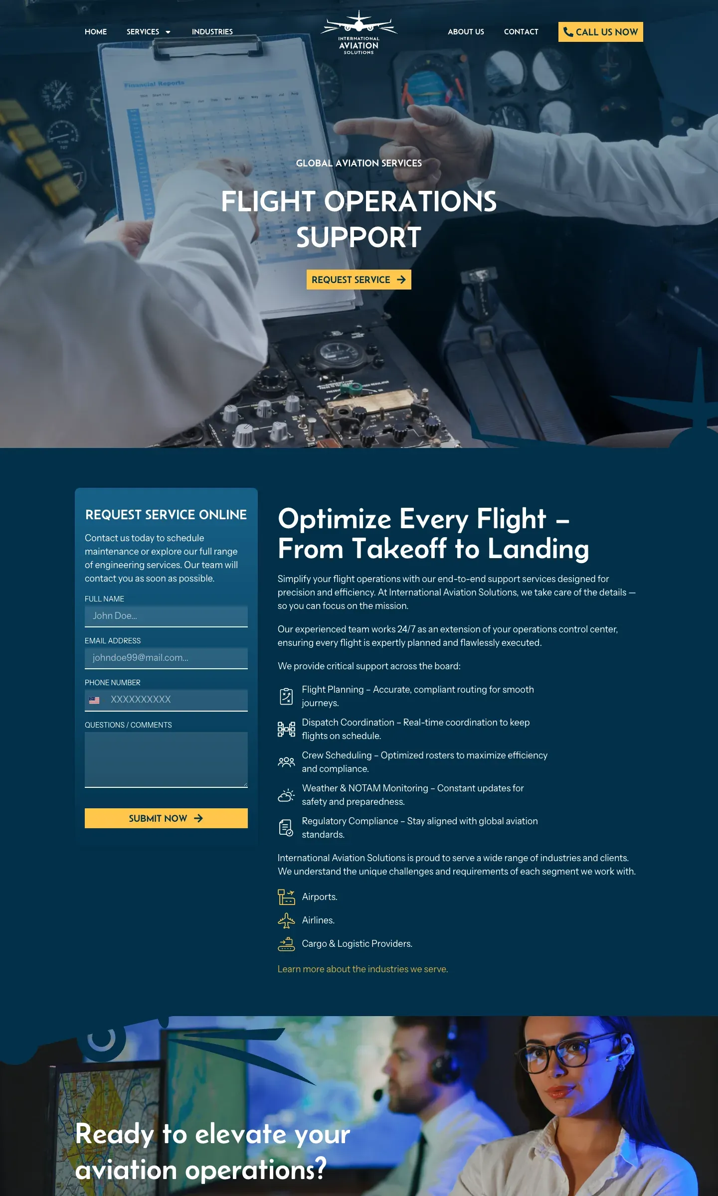 Página Flight operations support